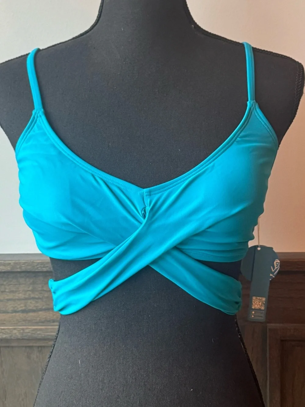 Cupshe Wrap Bikini Top - Turquoise Blue Medium NWT - Picture 2 of 6